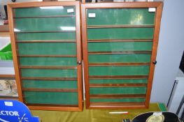 Two Wall Mounted Collector's Display Cabinets