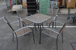 *Metal Framed Mesh Garden Table and Four Matching