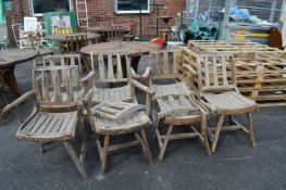 Seven Rustic Wooden Garden Chairs for Restoration