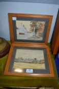 Two Small Framed Watercolours of Hornsea by R. Bur