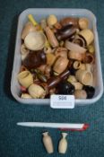 Tub of ~100 Miniature Turned Wooden Bowls and Pots