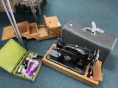 Vintage Singer Sewing Machine plus Sewing Box etc.