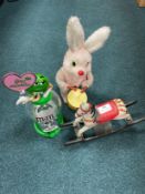 Duracell Bunny, M&Ms Toy Dispenser, and a Rocking