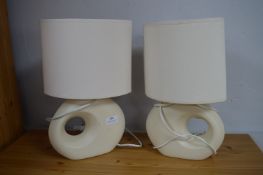 Pair of Cream Pottery Table Lamps