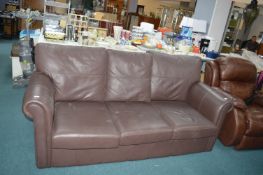 Three Seat Brown Leather Sofa