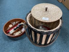 Vintage Sewing Basket and Contents