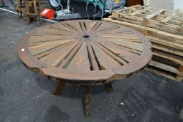 Rustic Wooden Cartwheel Table