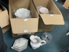 Two Boxes of Pottery and Glassware