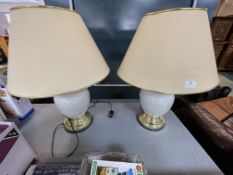 Two Large Table Lamps with Cream Shades