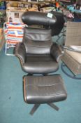 *Leather Swivel Accent Chair with Footstool