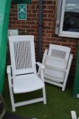Two White Folding Garden Chairs