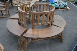 Rustic Wooden Cartwheel Circular Tree Seat