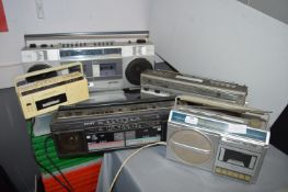 Five Portable Radio Cassette Players Including San