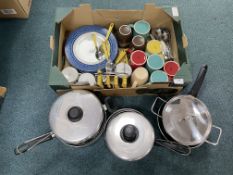 Stainless Steel Pans plus Kitchenware, Mugs, Cutle
