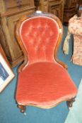 Victorian Nursing Chair with Red Upholstery