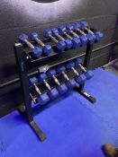 *Seven Pairs of Rubber Coated Hexagonal Dumbbells (1kg - 9kg)