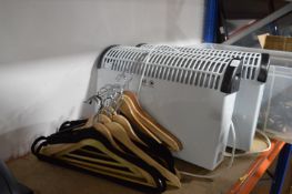 *Two Electric Convector Heaters and a Quantity of Wooden and Flocked Coat Hangers