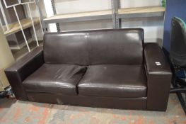 *Brown Leatherette Two Seat Sofa