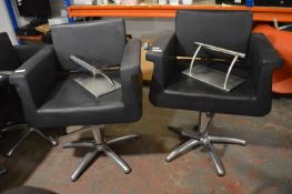 *Two Black Gas-Lift Barber's Chairs plus Foot Rests