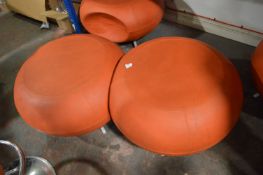 *Pair of Allermuir Pouffes in Orange Coral Leathero