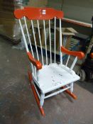 Hull KR Red & White Rocking Chair