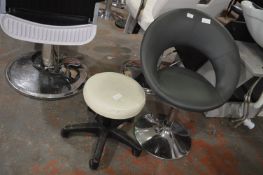 *Grey Leatherette Chair and a Stool on Castors
