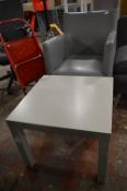 *Small Grey Coffee Table and a Leatherette Easy Chair