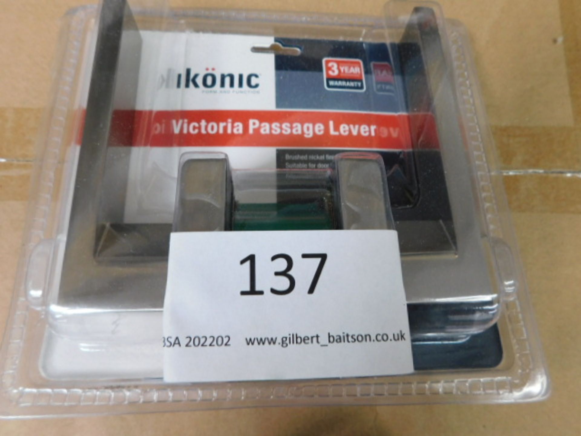 * Ikonic Victoria Passage Lever Lock Kit, (Brushed S/S)