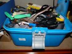 *Blue Plastic Toolbox Containing Scissors, Measuri