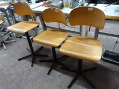 *Three Lightwood Effect Chairs on Metal Bases