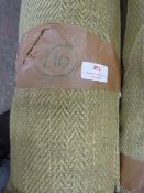 8m Roll of Green Stripe Herringbone Linen Upholste