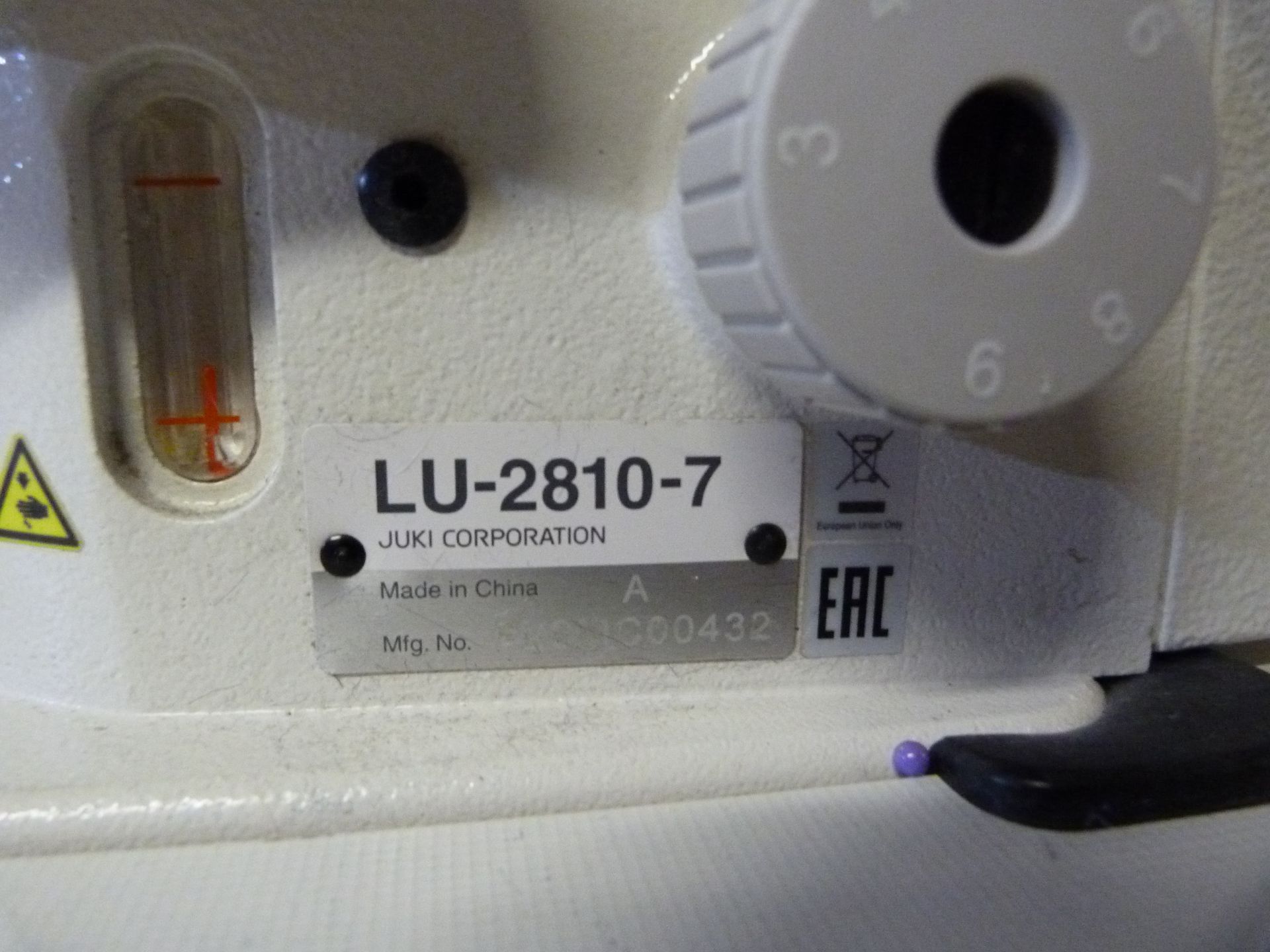 *Juki LU-2810-7 Sewing Machine - 240V Single Phase Fitted with 13 Amp Plug - Image 3 of 3