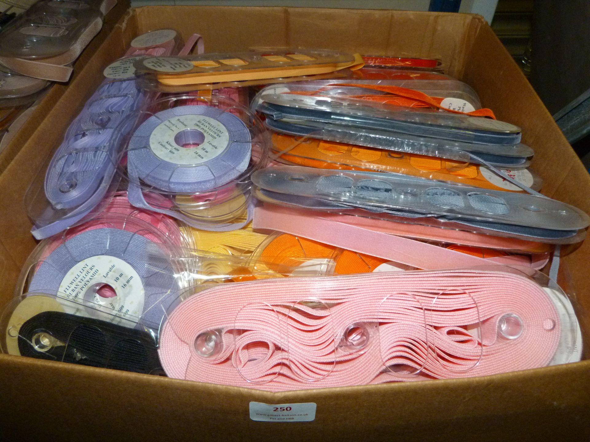 *Large Box Containing Spools of Velvet Ribbon etc.