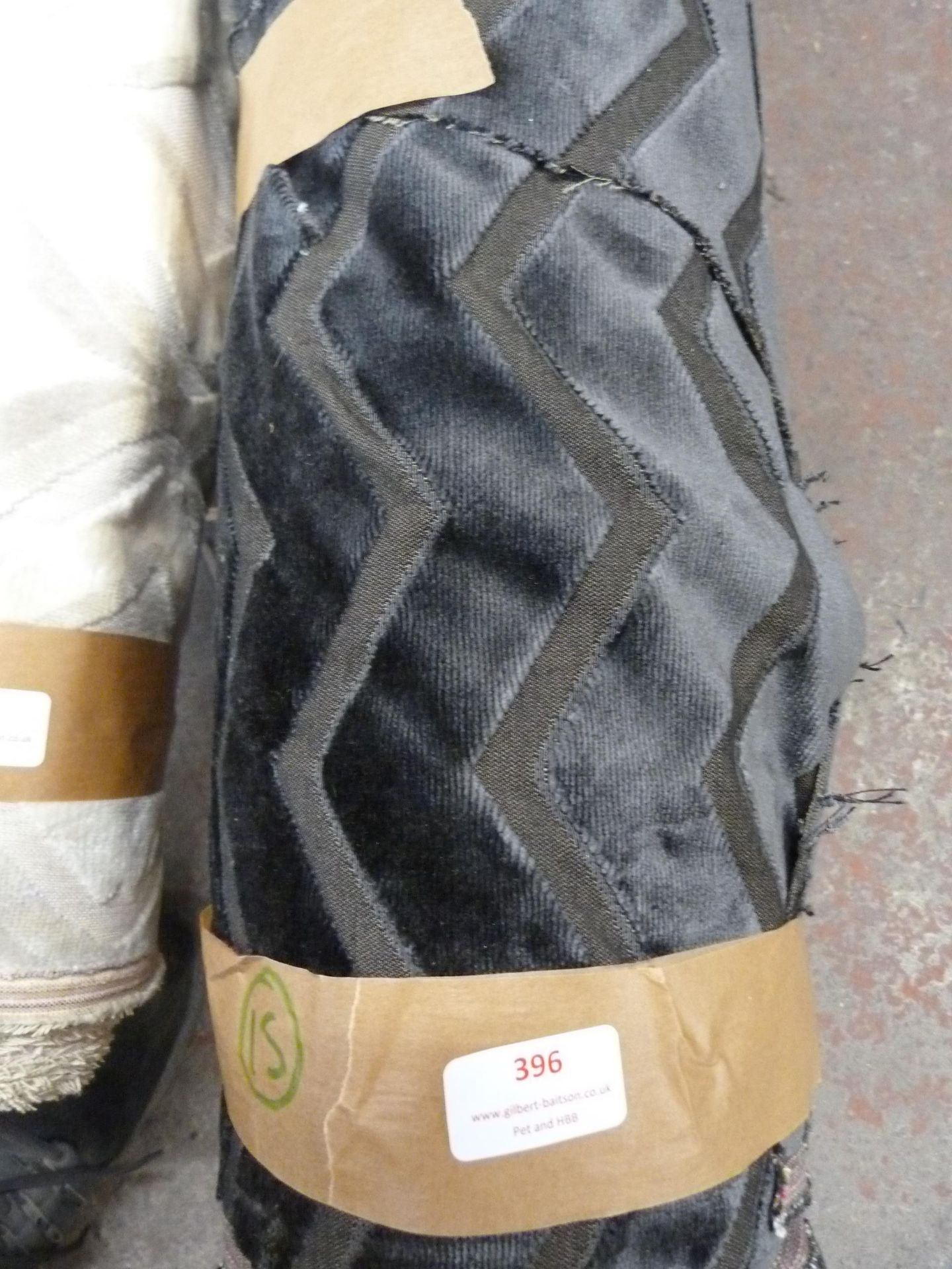 8m Roll of Charcoal Cut Velvet Zig Zag Upholstery