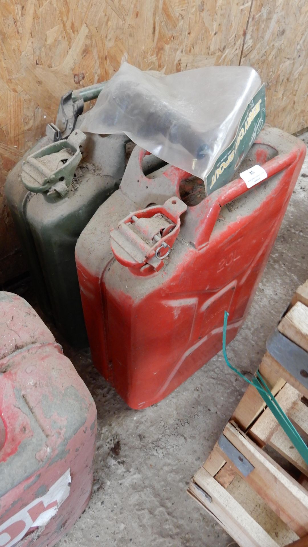 *One Red & One Green 20L Jerry Cans with Pouring S