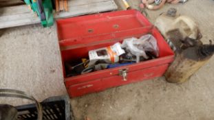 *Red Metal Toolbox Containing Assorted Chain Store