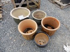 *Five Ceramic Plant Pots