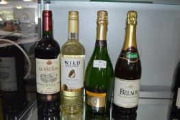 Four Bottles of Red and White Wines, plus Bucks Fi