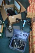 Box of Household Goods; Kitchenware, Sewing Box, W
