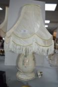 Pottery Table Lamp with Cream Shade