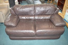 Brown Leather Two Seat Sofa