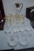 Cut Glass Tumblers, Wine Decanter, etc.