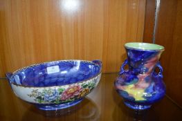 Maling Peony Rose Pattern Bowl and Vase