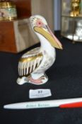 Royal Crown Derby White Pelican with Gold Stopper