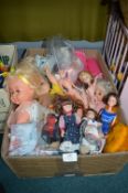 Box of Assorted Dolls, Dolls Clothing, etc.