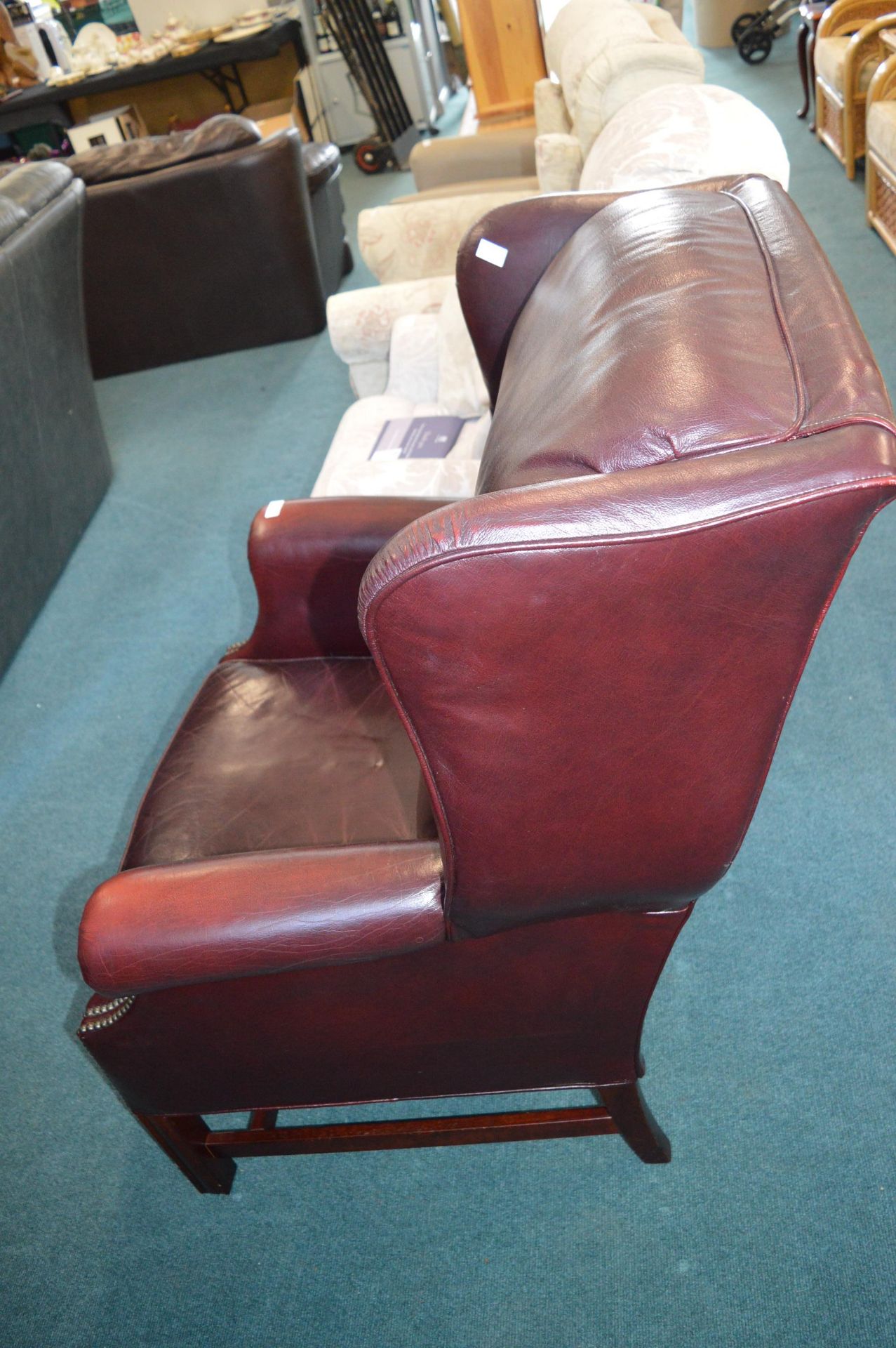 Red Leather Wingback Armchair - Image 2 of 2