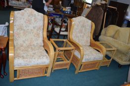 Pair of Bamboo Conservatory Armchair with Matching