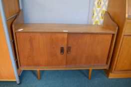 Retro Teak Storage Unit with Sliding Doors