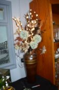 Vase of Artificial Flowers and Illuminated Twigs