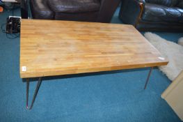 Block Wood Coffee table with Copperised Metal Legs
